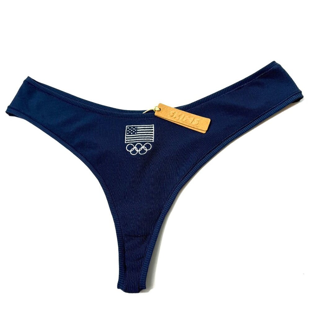 SKIMS Soft Lounge Dipped Thong Team USA Navy 2X‎